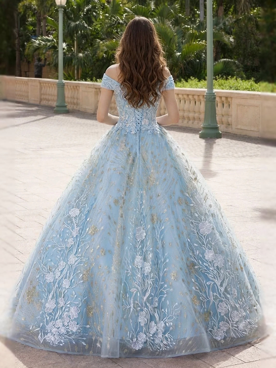 Sky Blue floor-length prom dress, alternate view showing the dress shape and hem