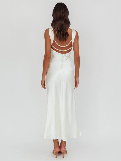 White midi formal dress, alternate view showing the bodice