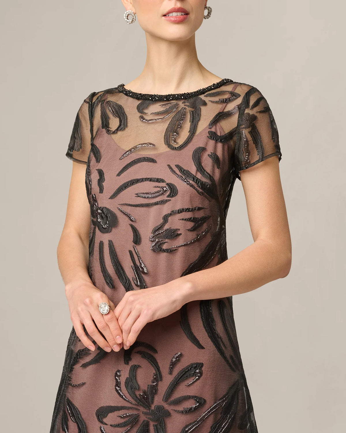 short-sleeve a-line maxi mother of the bride dress - image 3