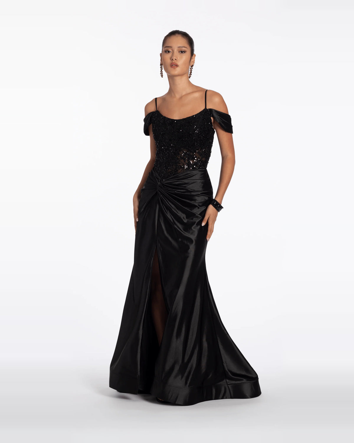 off shoulder trumpet maxi prom dress - image 3