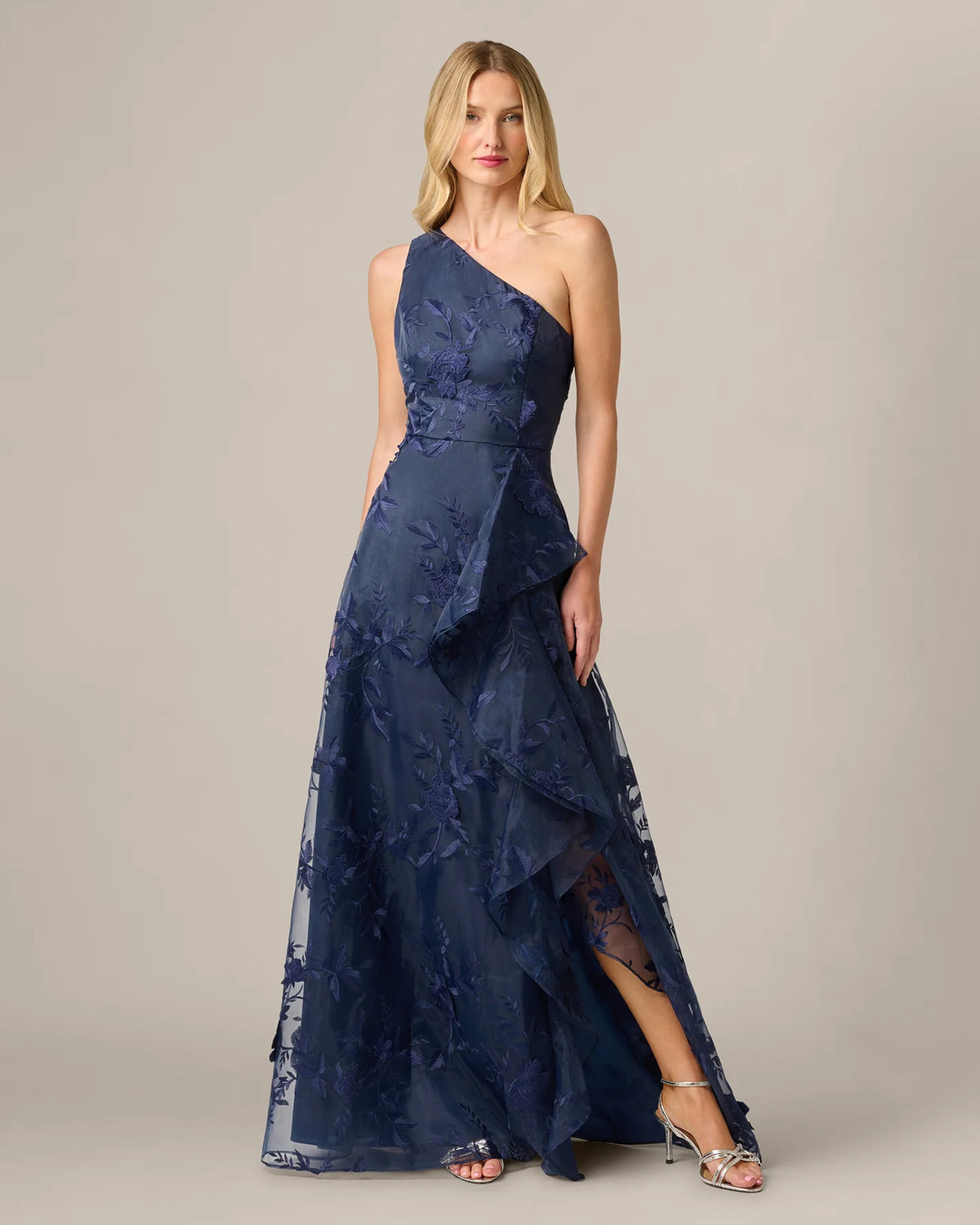 one-shoulder a-line maxi mother of the bride dress - image 3