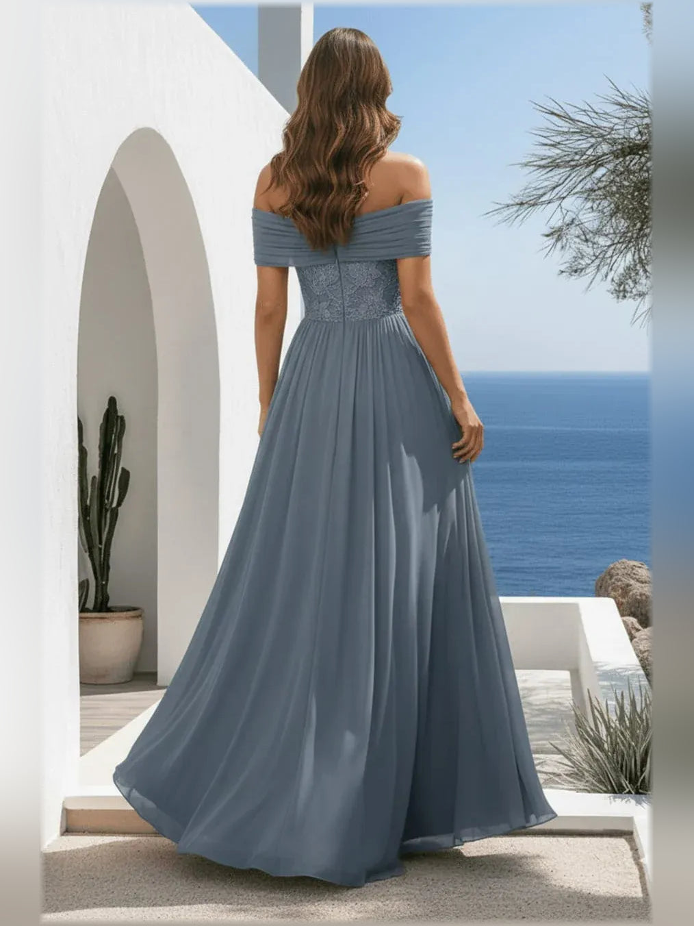 Dark Green a-line floor-length formal dress with floral print, alternate view showing the bodice