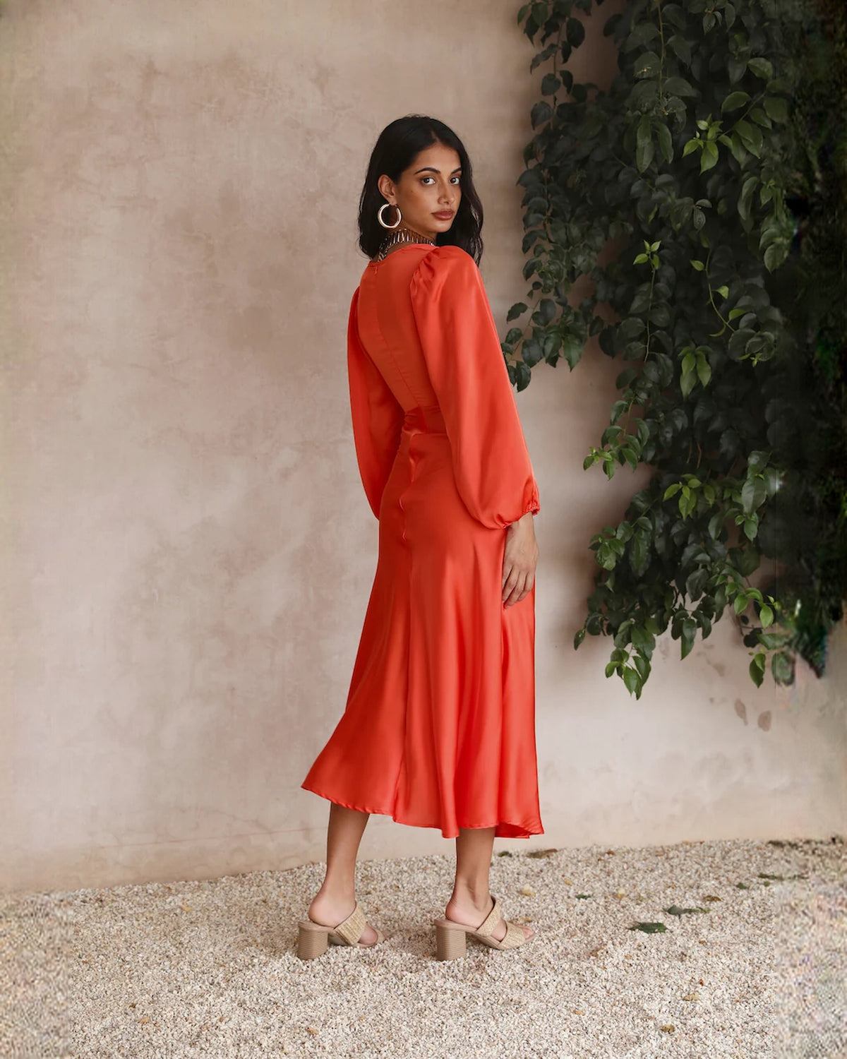 sleeveless satin a-line maxi bridesmaid dress - image 3