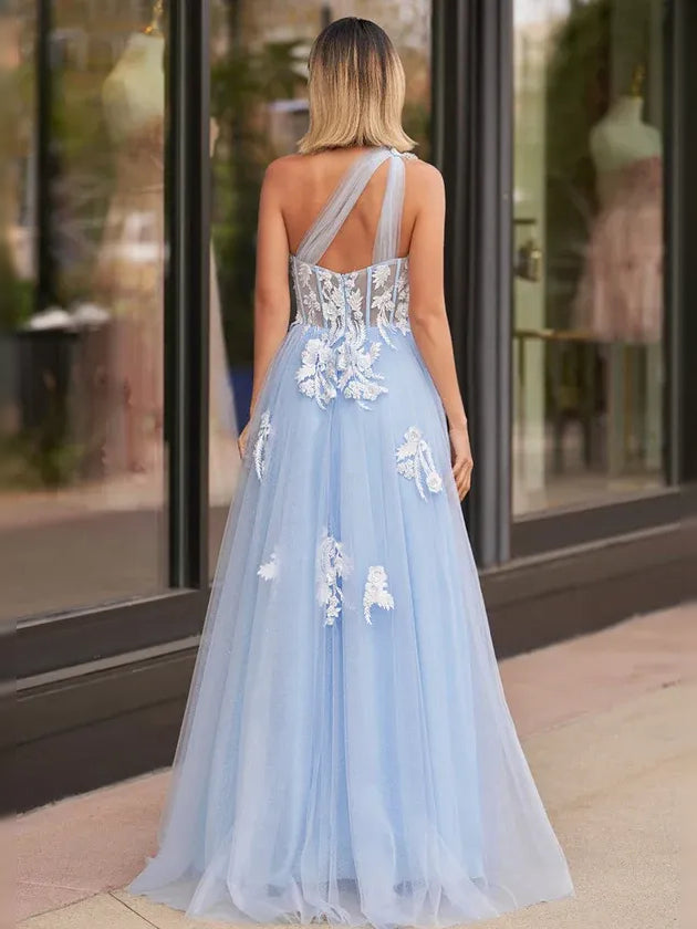 Sky Blue floor-length prom dress, alternate view showing the dress shape and hem