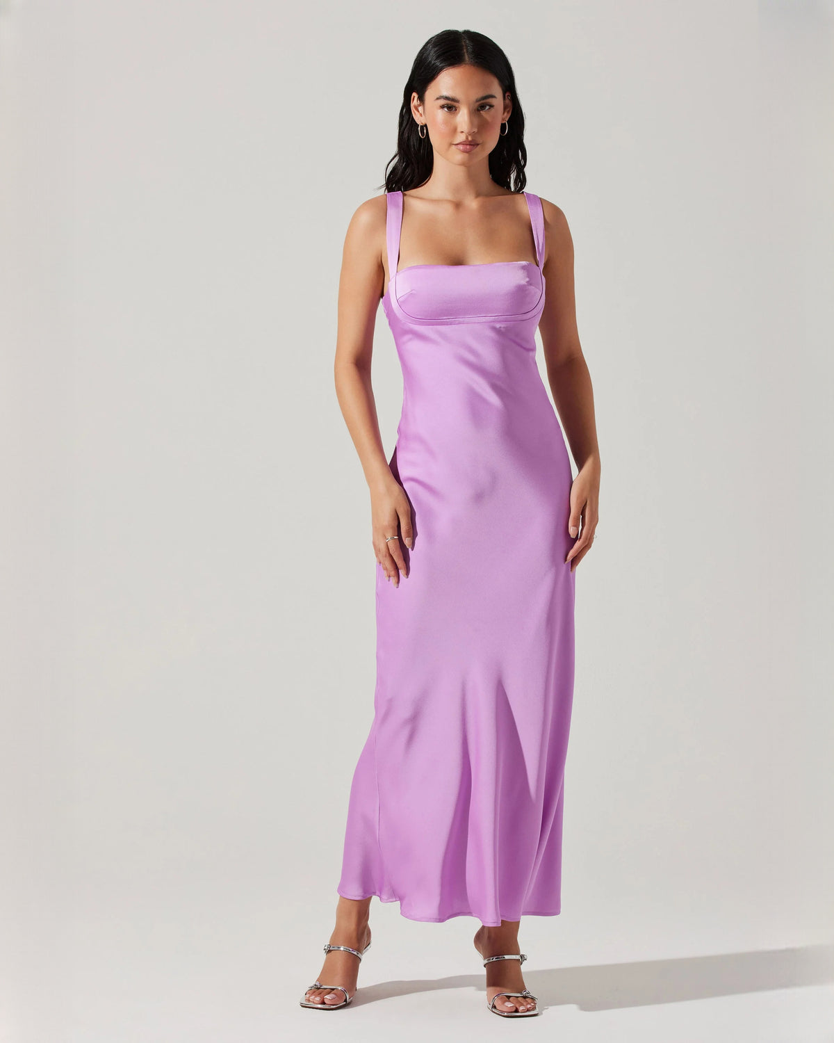 sleeveless satin a-line maxi bridesmaid dress - image 3