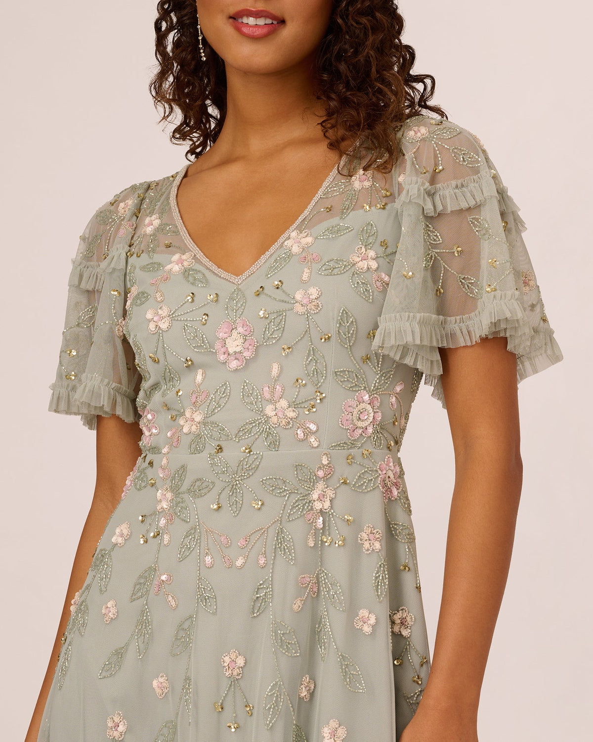 v neck a-line midi mother of the bride dress - image 3