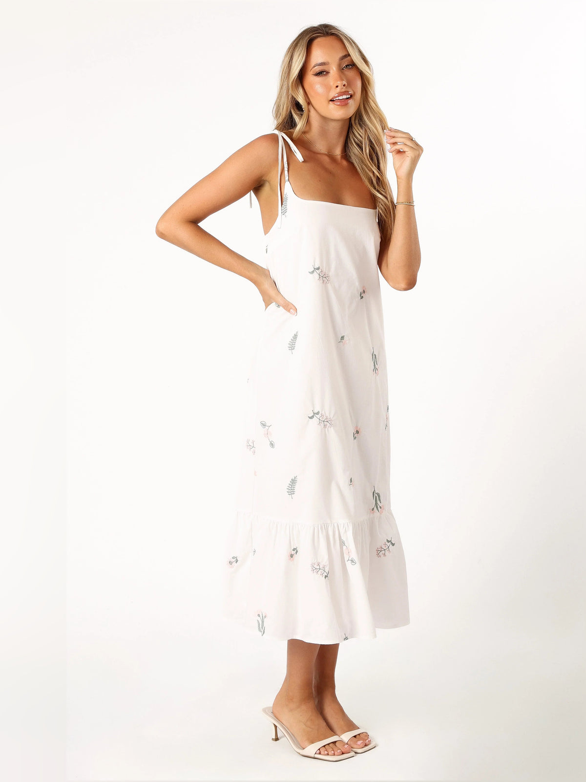 Floral midi formal dress with floral print, alternate view