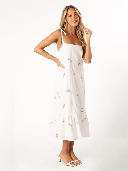 Floral midi formal dress with floral print, alternate view