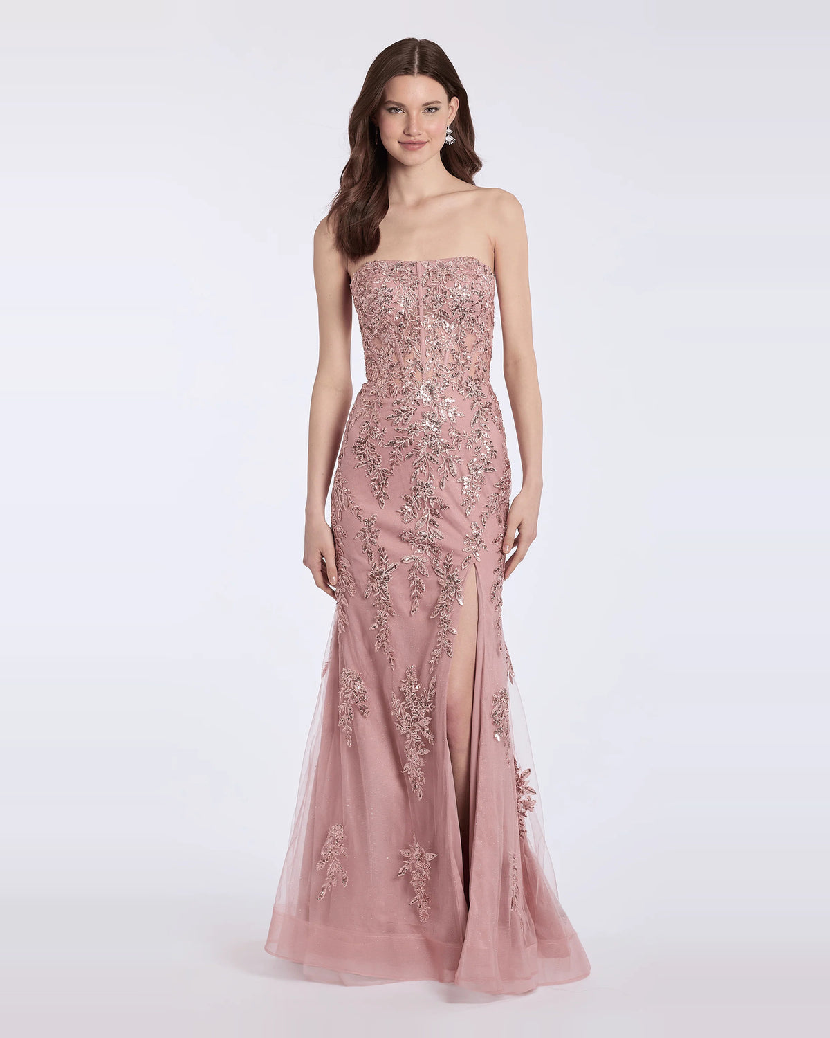 strapless column maxi prom dress - image 3