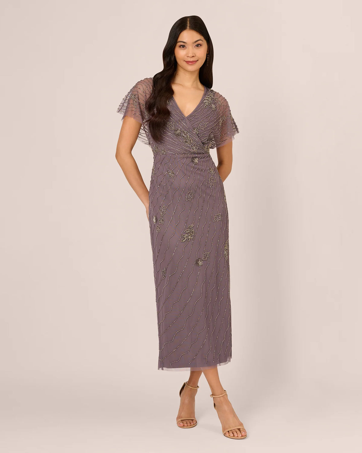 v neck column ankle-length mother of the bride dress - image 3