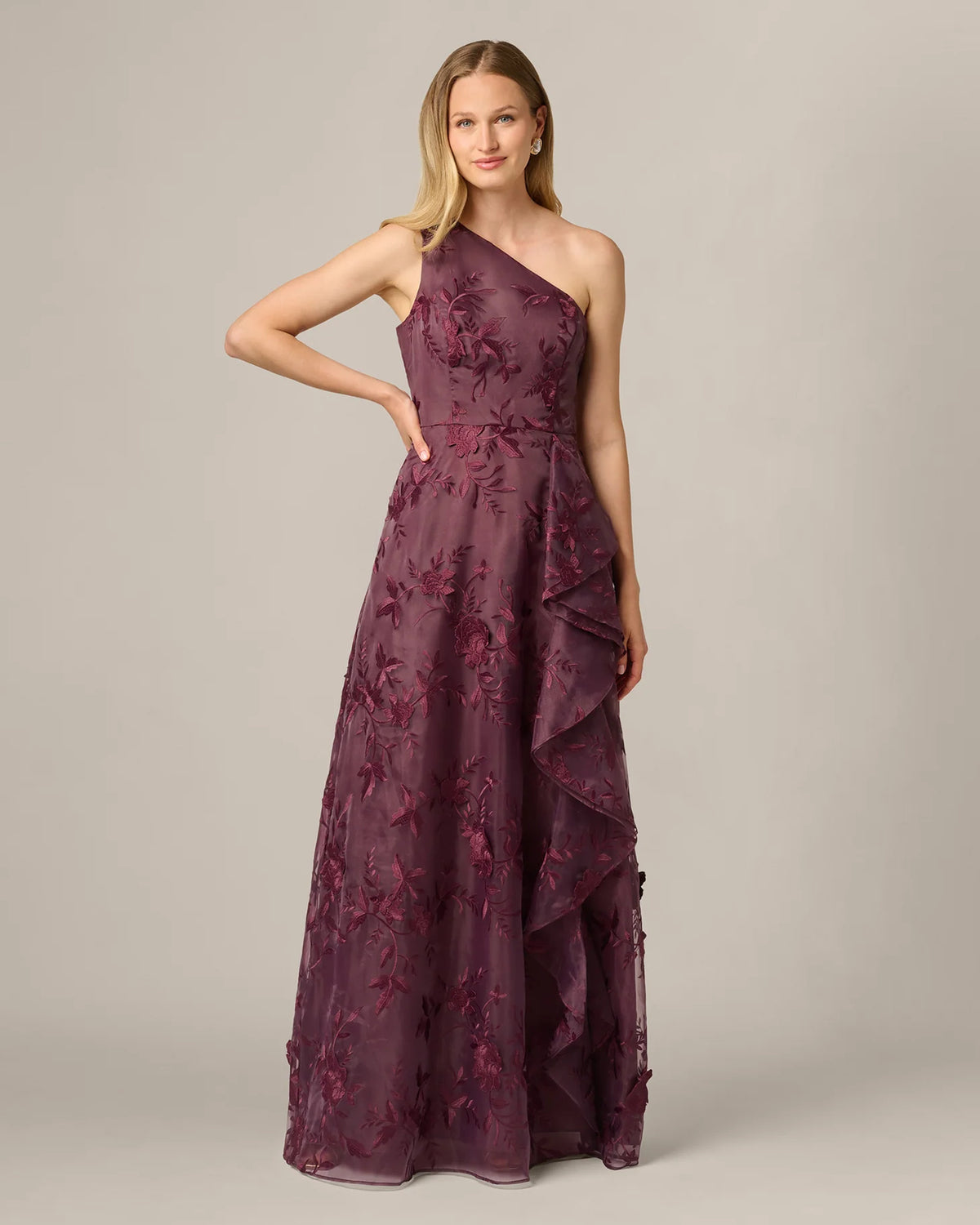 one-shoulder a-line maxi mother of the bride dress - image 3