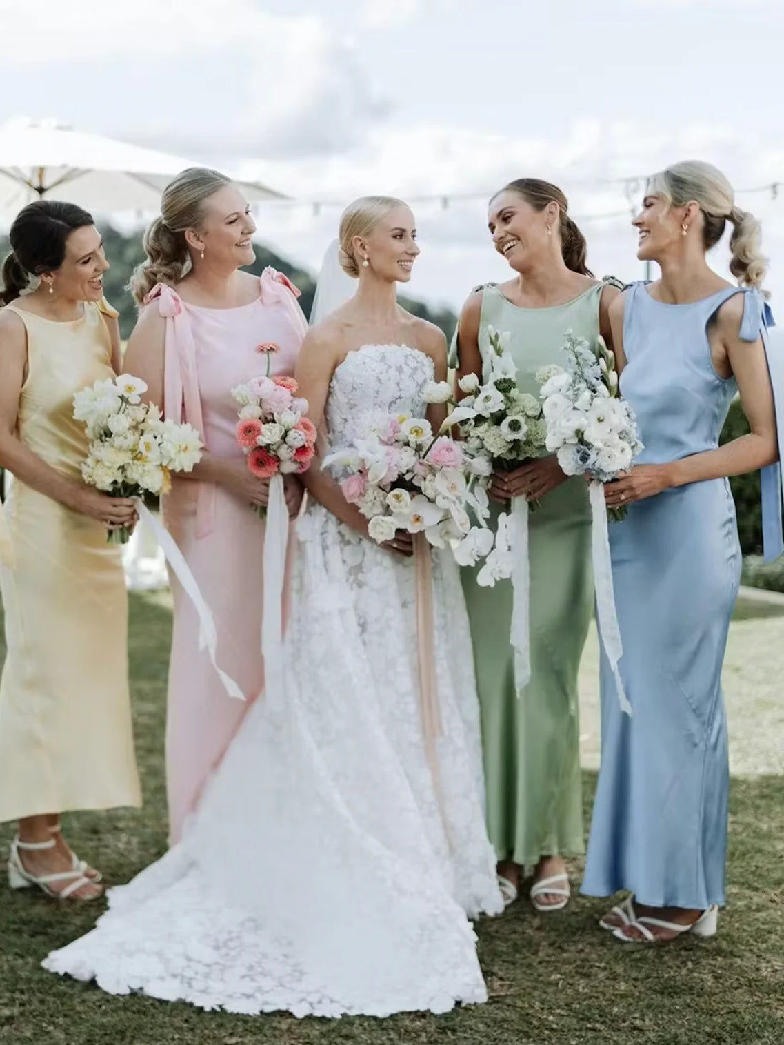 Light Blue floor-length bridesmaid dress, alternate view showing the dress shape and hem