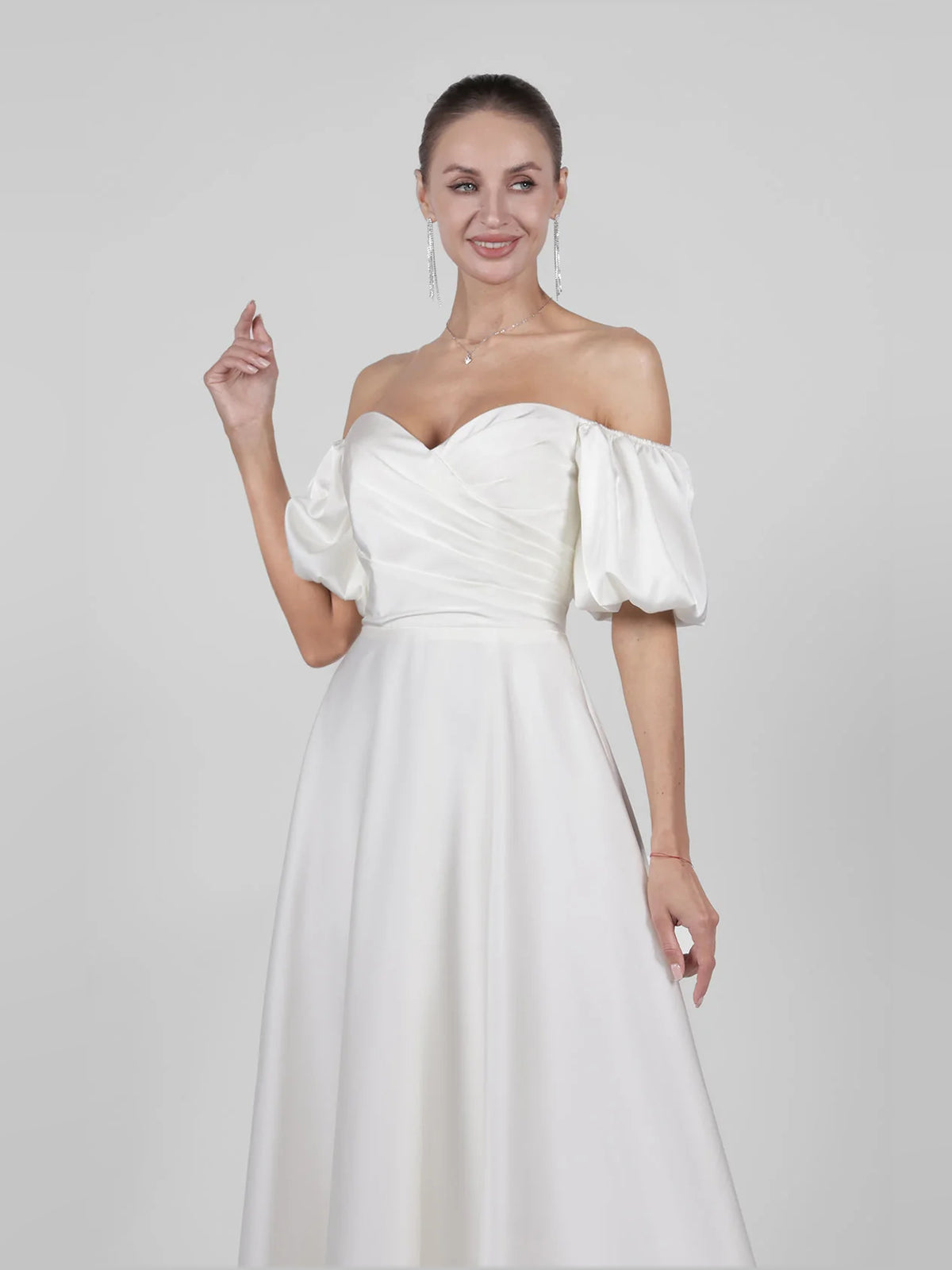 Ivory maxi wedding dress, alternate view showing the dress shape and hem