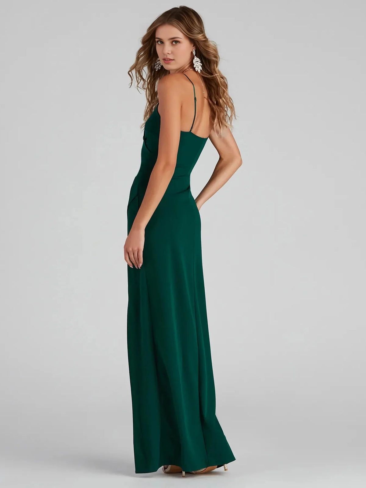 Forest Green floor-length prom dress, alternate view showing the dress shape and hem