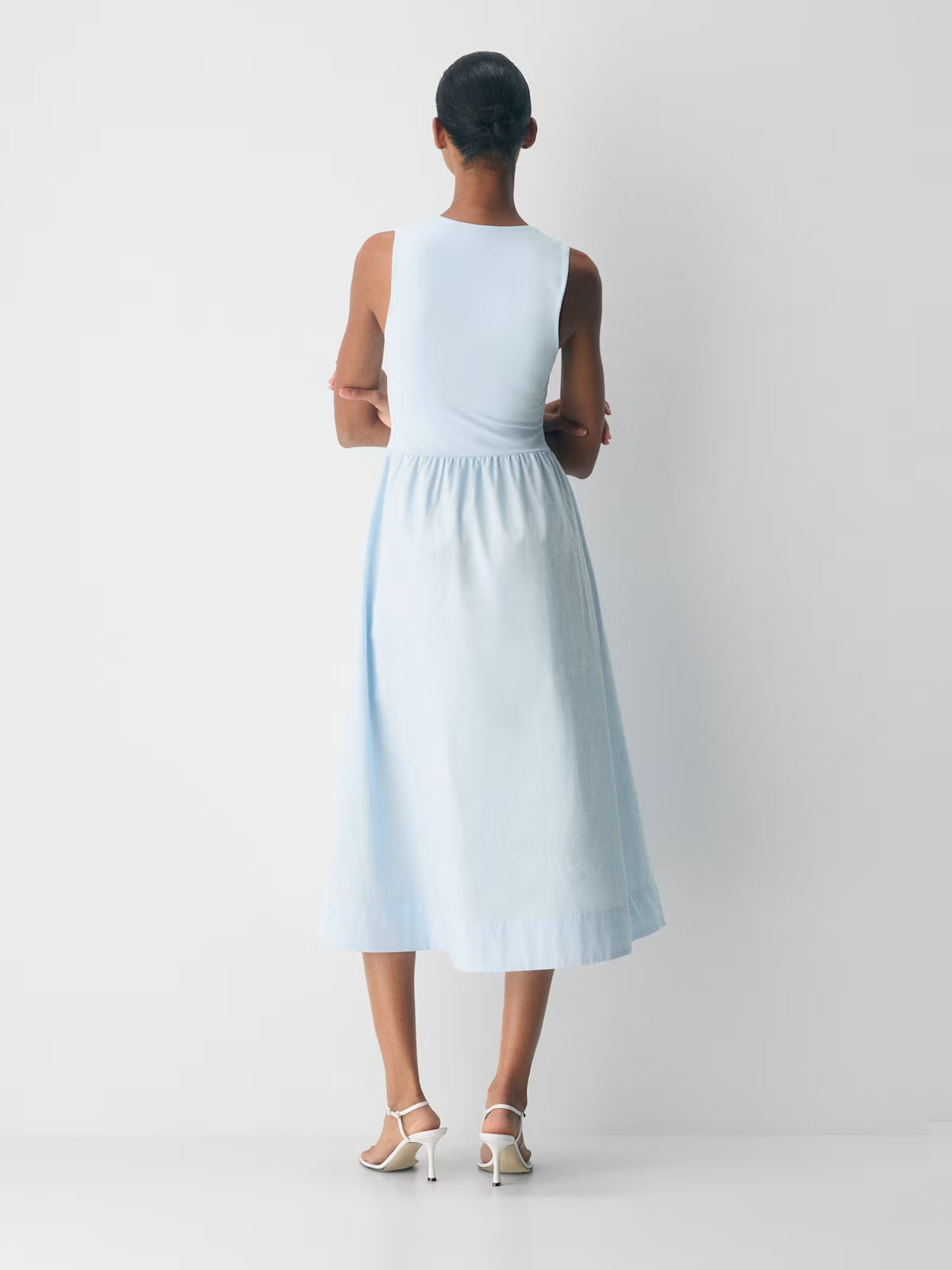 Teal midi formal dress, alternate view showing the bodice