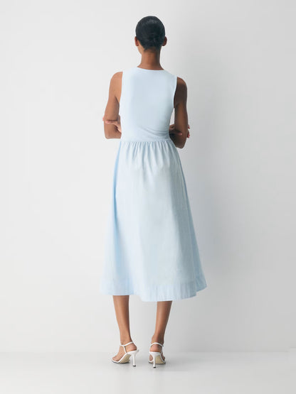 Teal midi formal dress, alternate view showing the bodice