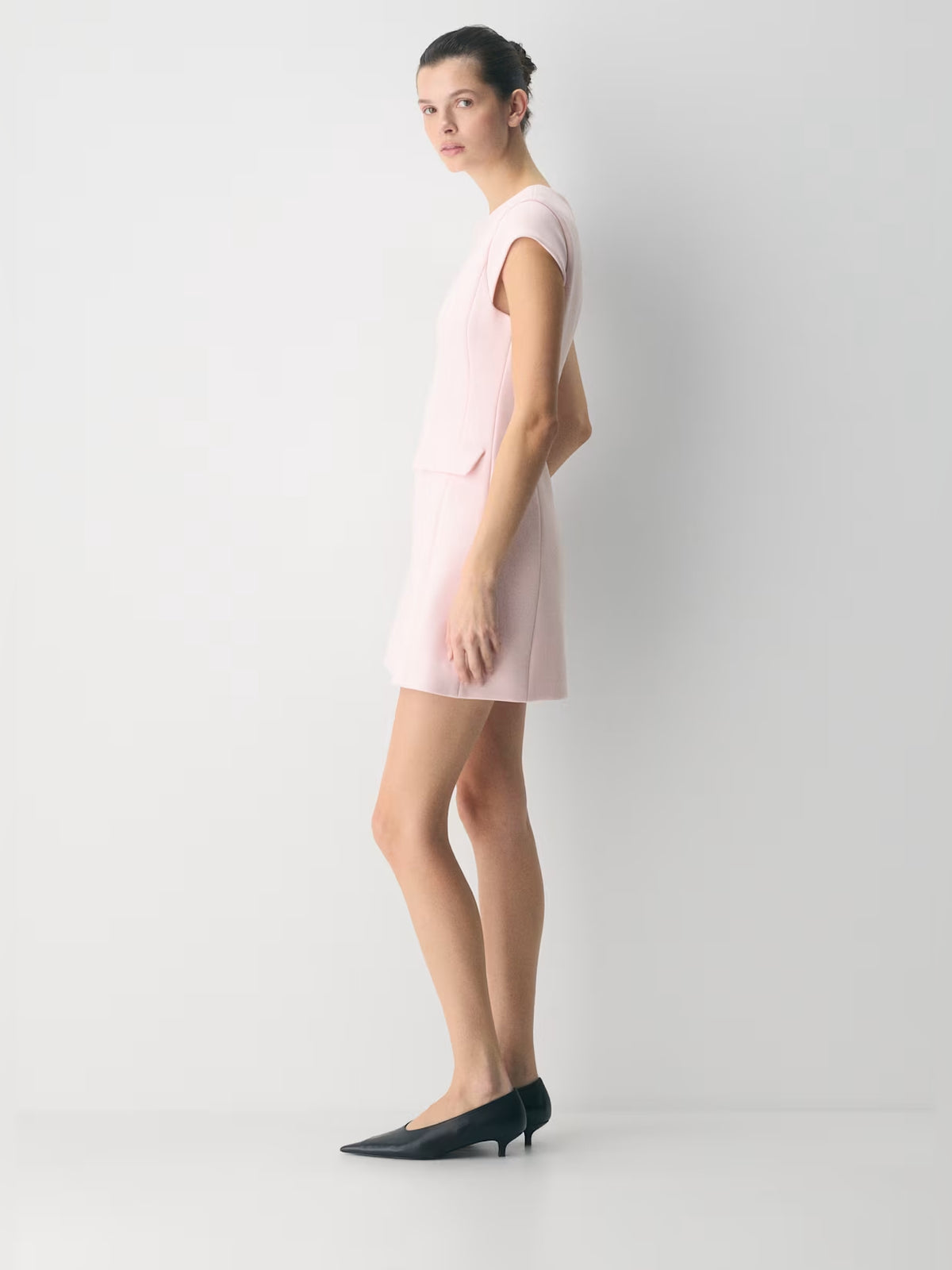 Orange mini homecoming dress, alternate view showing the dress shape and hem