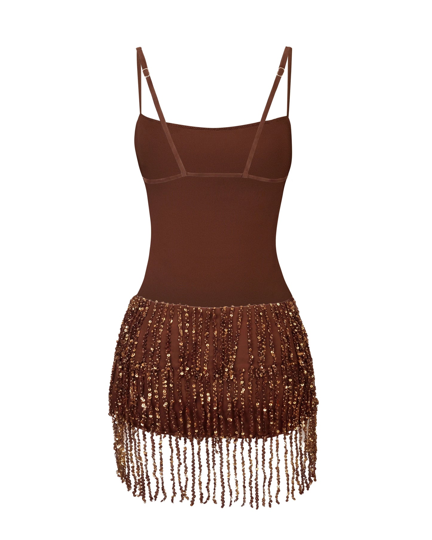sequin fringe spaghetti strap homecoming dress - image 4