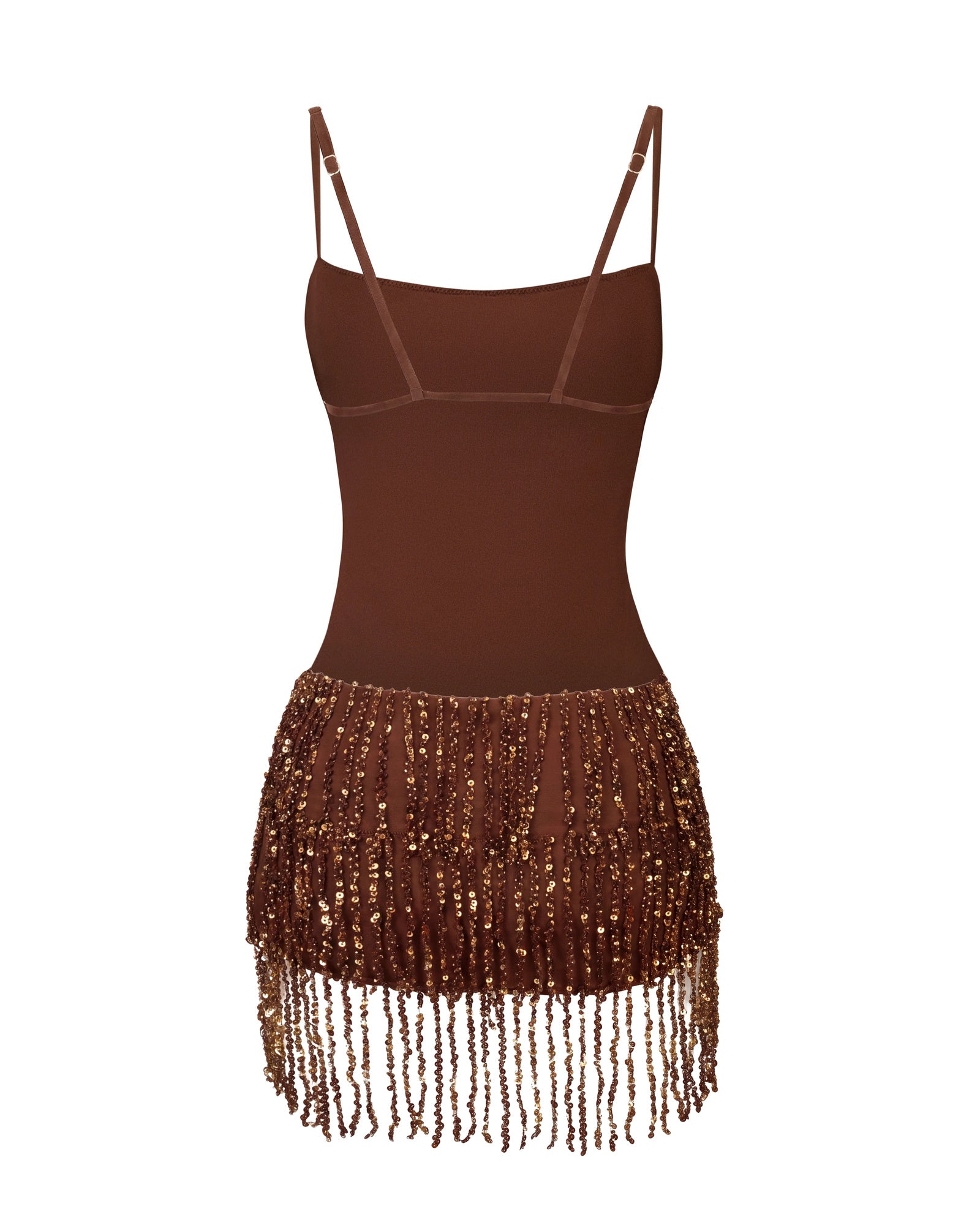 sequin fringe spaghetti strap homecoming dress - image 4
