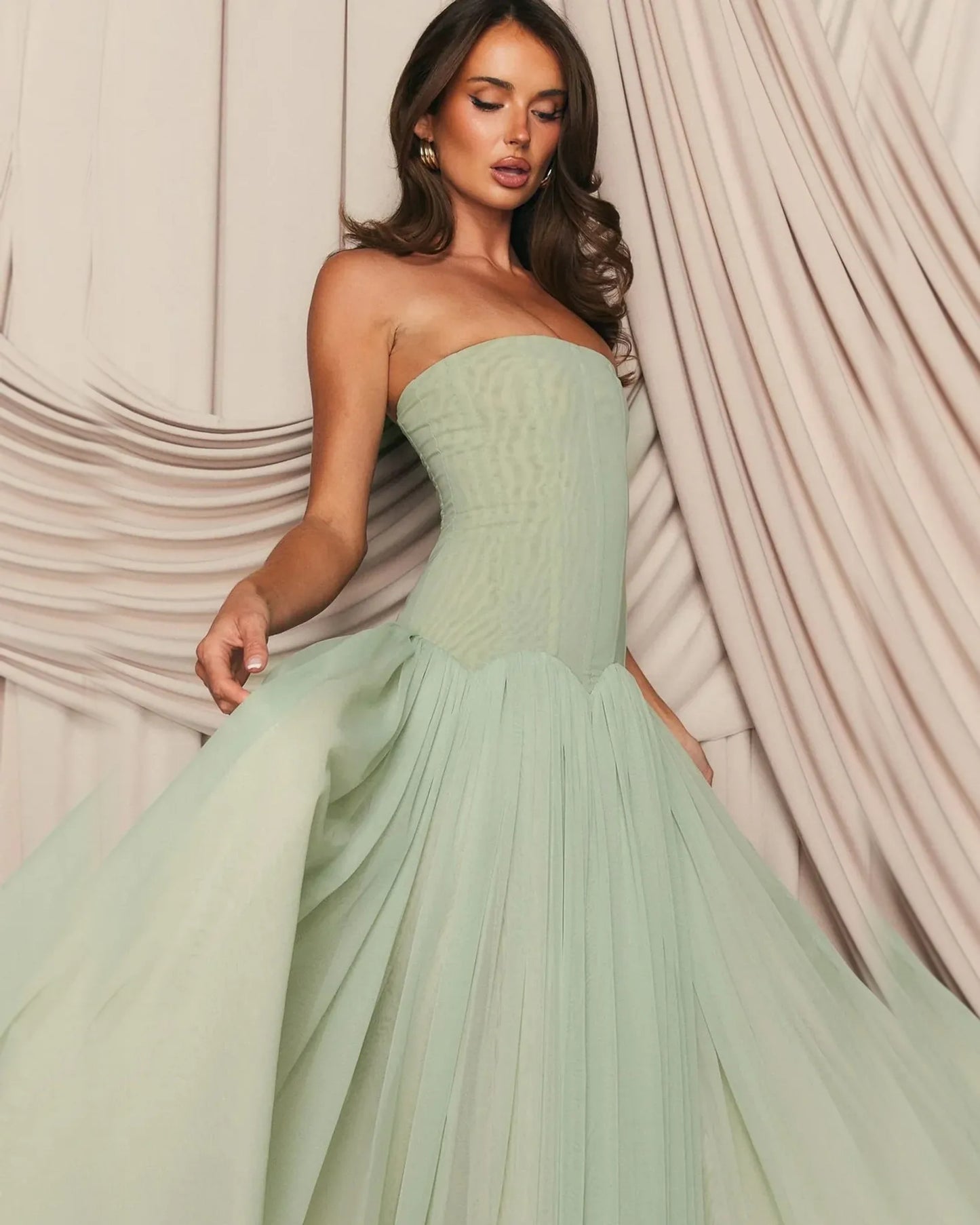 strapless drop waist tulle ball gown formal dress - image 4