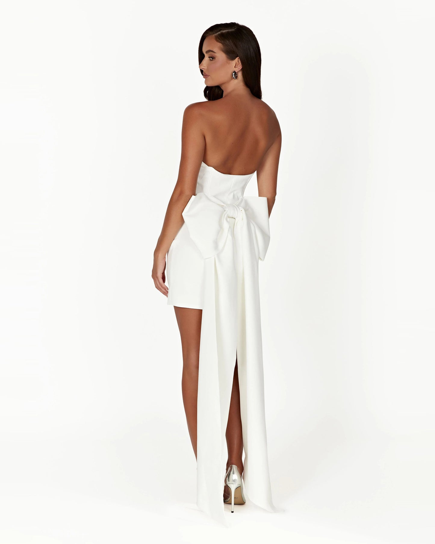 strapless sweetheart bow train homecoming dress - image 4