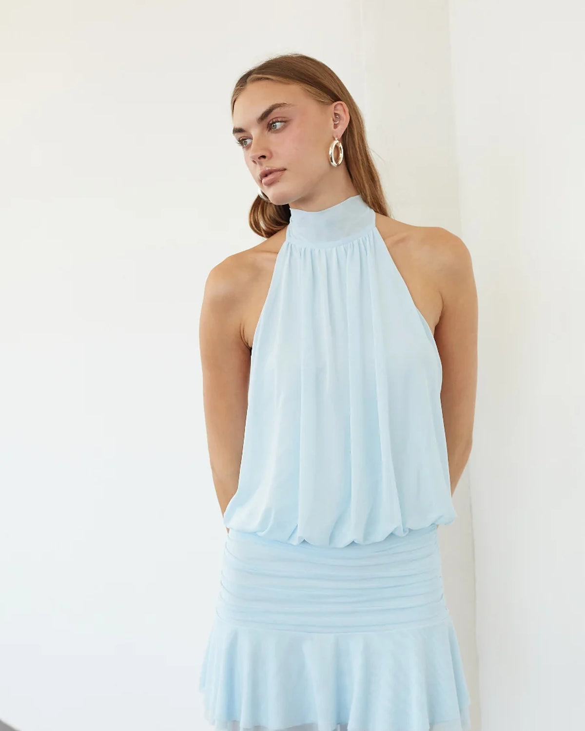 journi high neck mesh mini homecoming dress - image 4