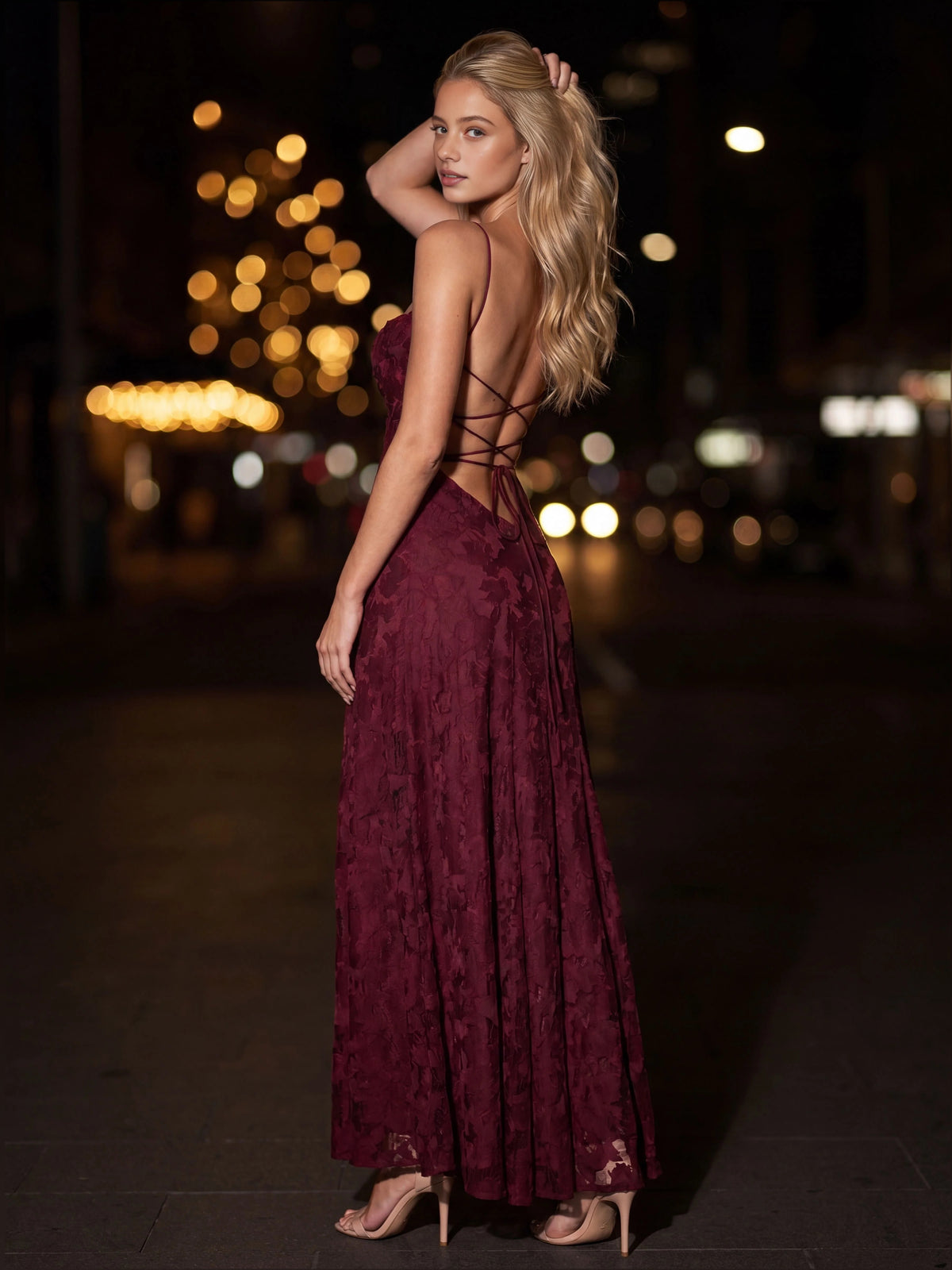 Dusty Sage maxi bridesmaid dress, alternate view showing the overall dress design