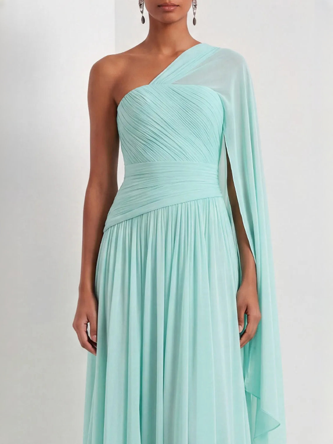 Mint Green maxi bridesmaid dress, alternate view showing the overall dress design
