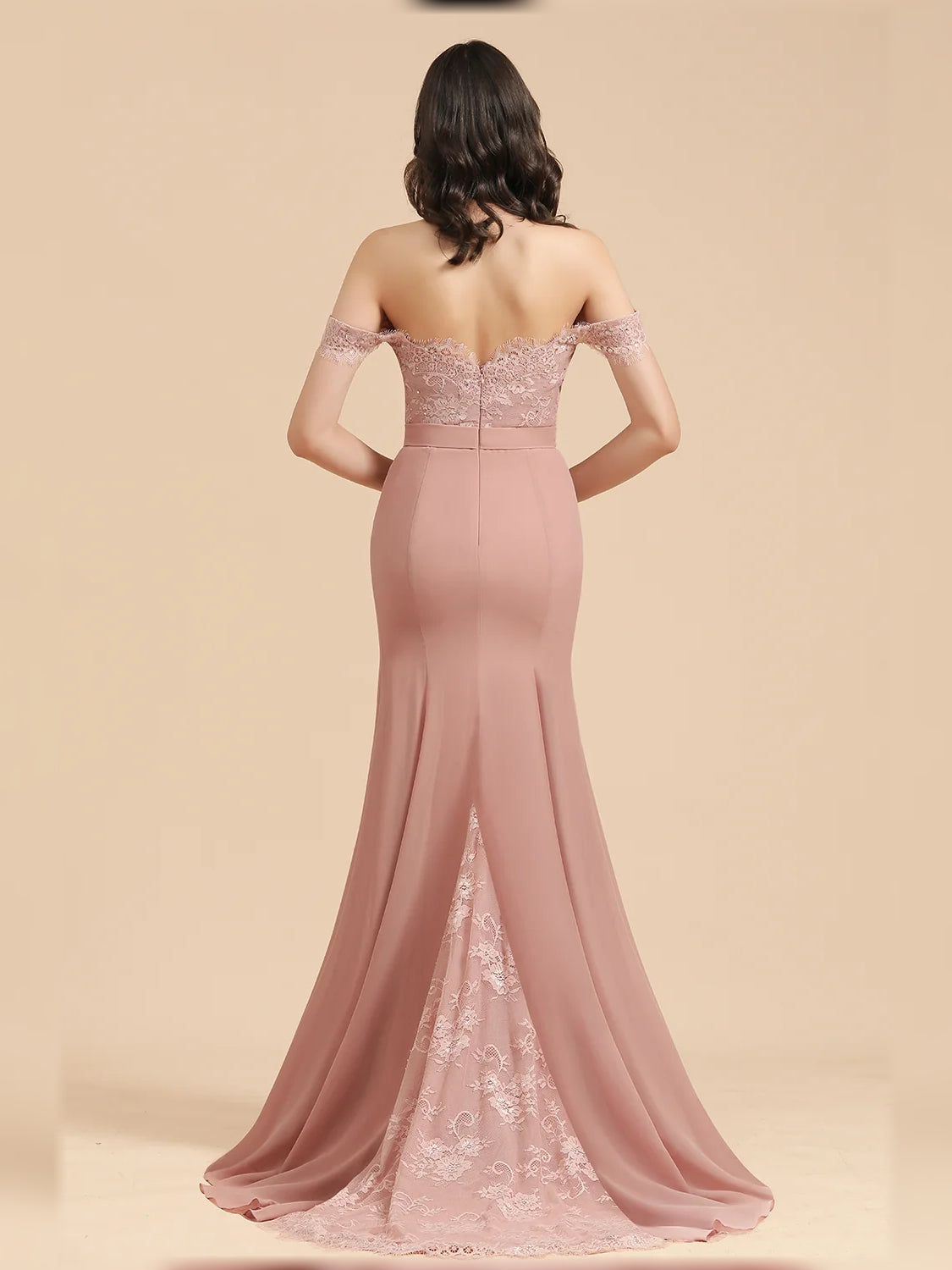 Dusty Rose floor-length bridesmaid dress, alternate view showing the overall dress design