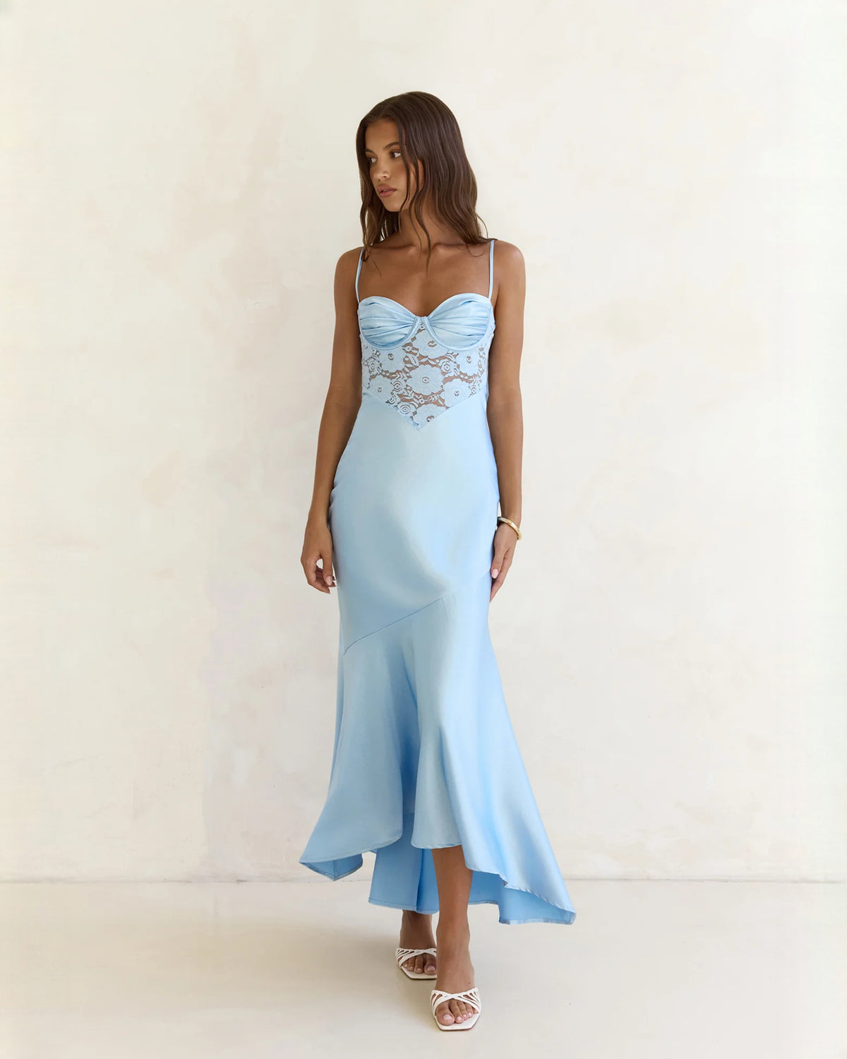 sleeveless mesh a-line maxi bridesmaid dress - image 4
