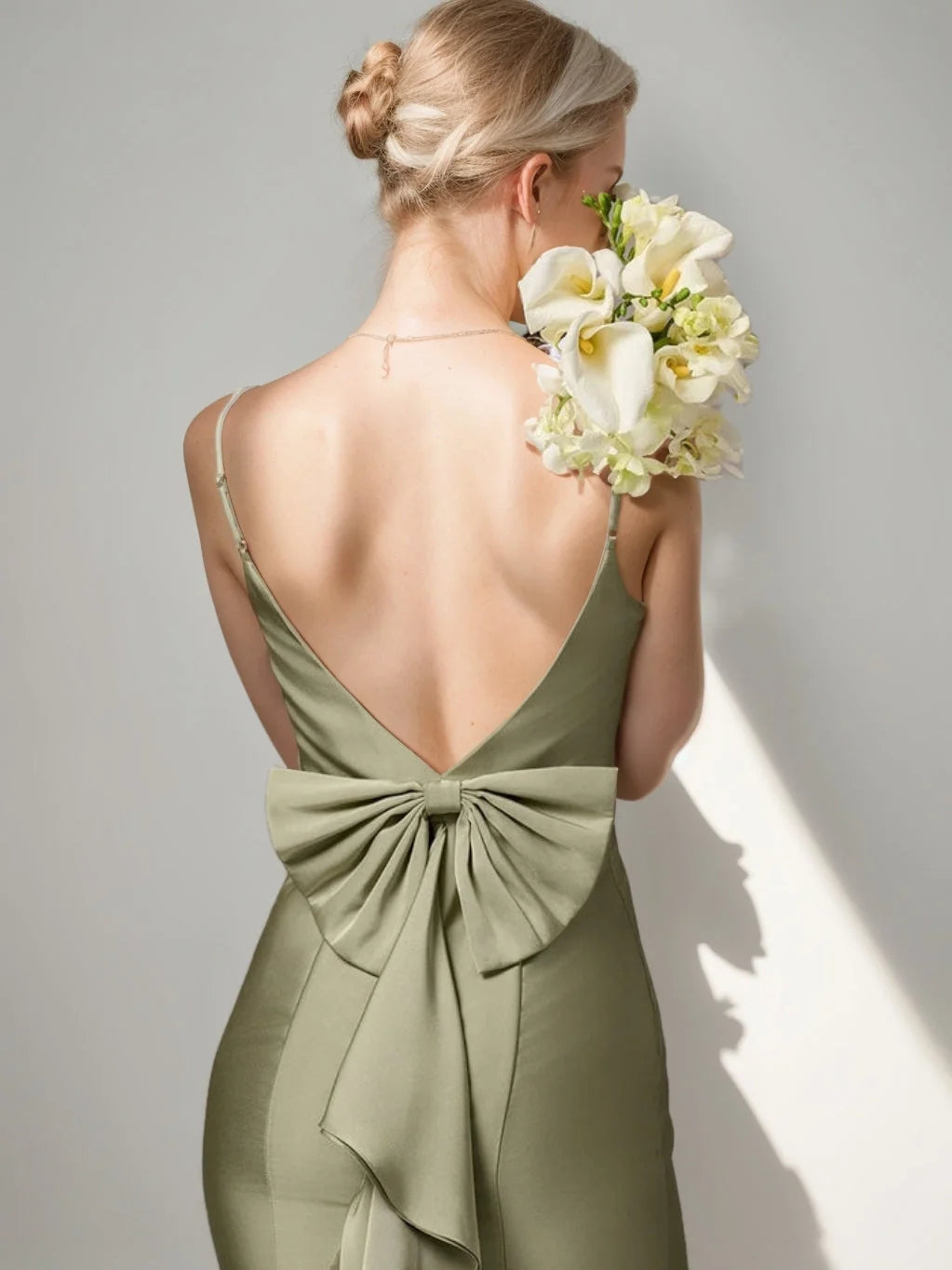Dusty Sage floor-length bridesmaid dress, alternate view showing the overall dress design