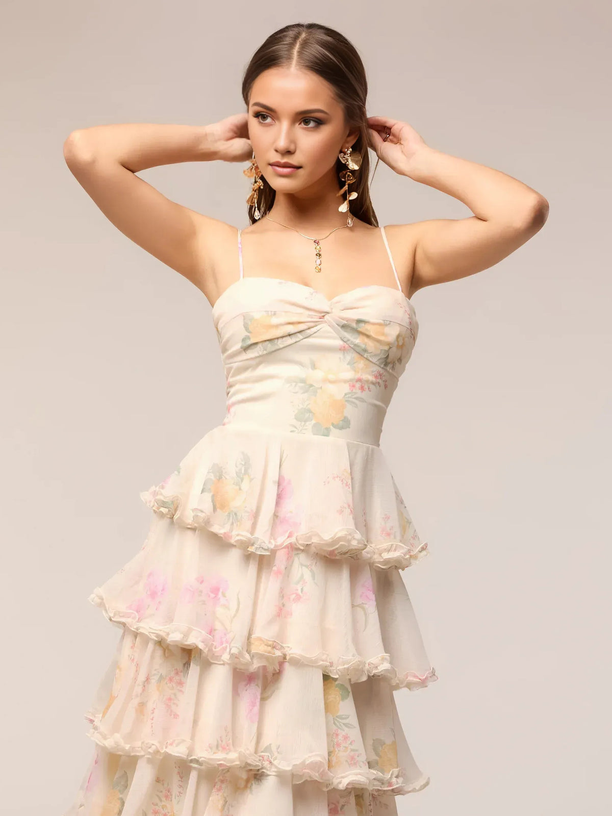 As Picture maxi prom dress, alternate view showing the overall dress design