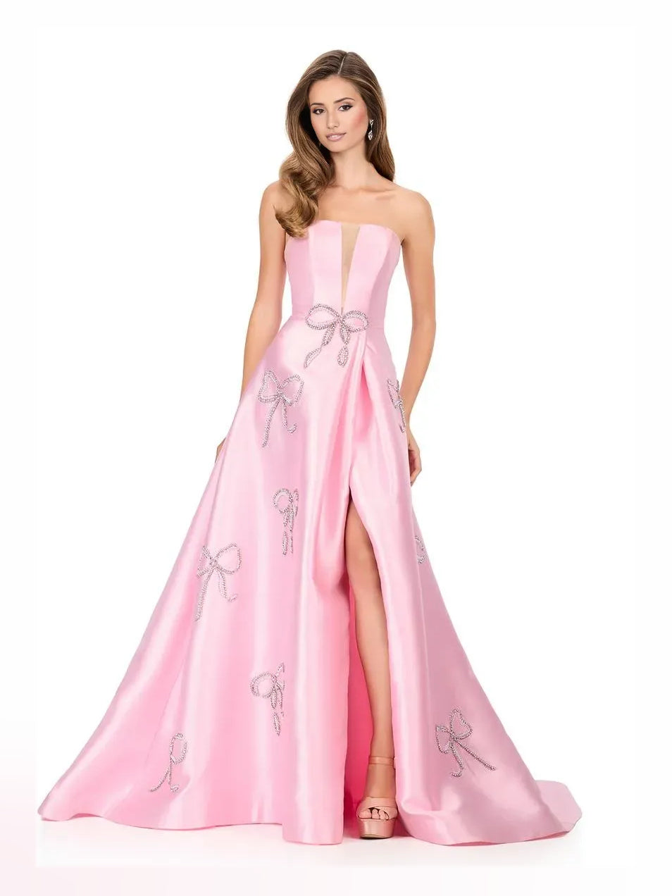 Red maxi prom dress, alternate view showing the overall dress design
