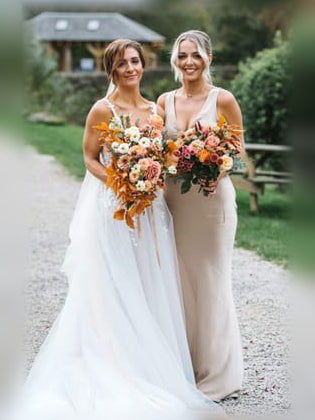 Dusty Blue maxi bridesmaid dress, alternate view showing the overall dress design