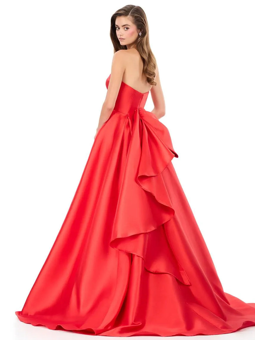 Pink maxi prom dress, alternate view showing the overall dress design
