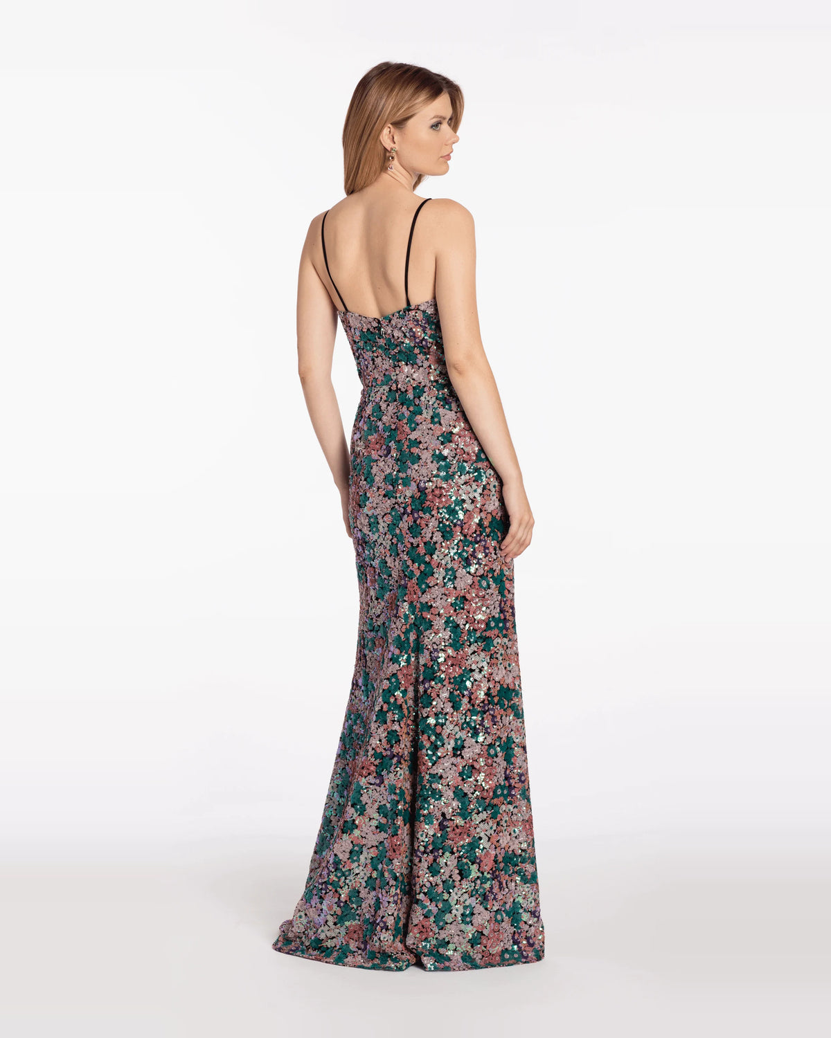 plunging neckline column maxi prom dress - image 4