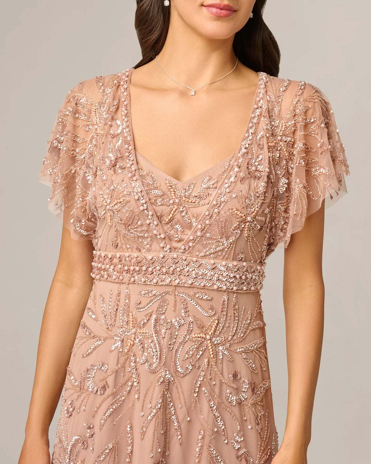 short-sleeve a-line maxi mother of the bride dress - image 4