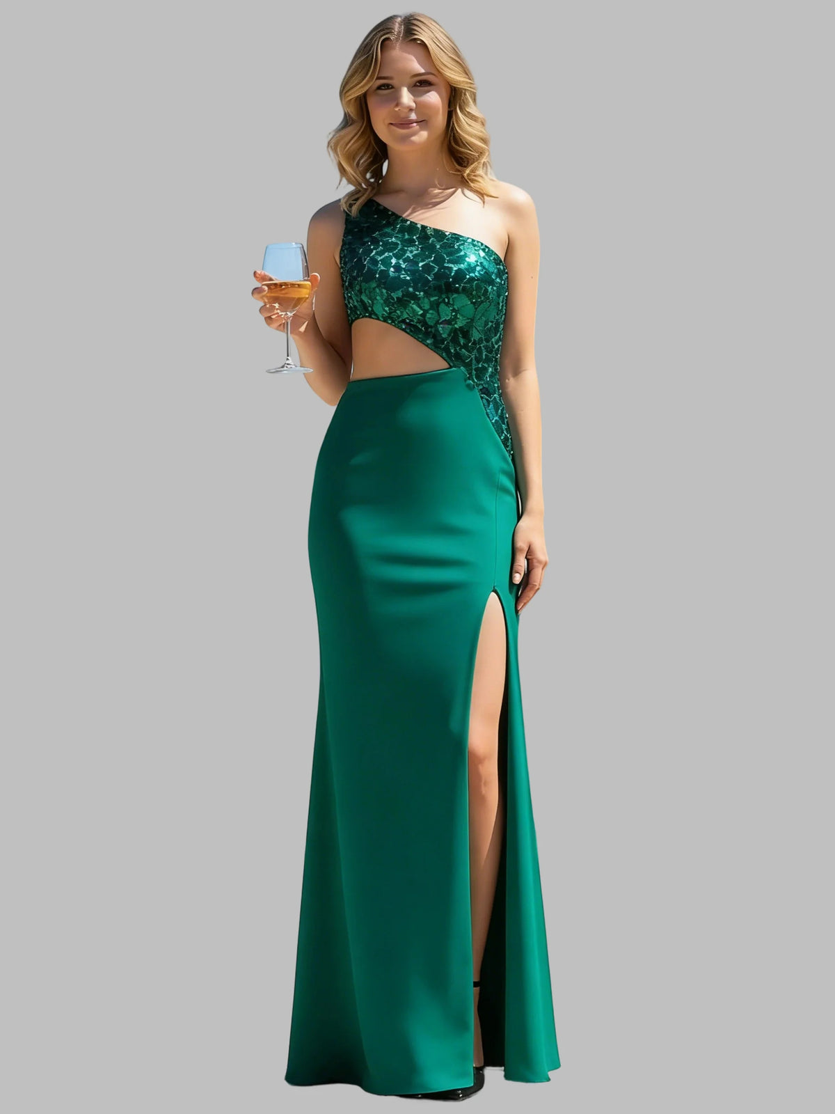 Jade floor-length prom dress, alternate view showing the overall dress design