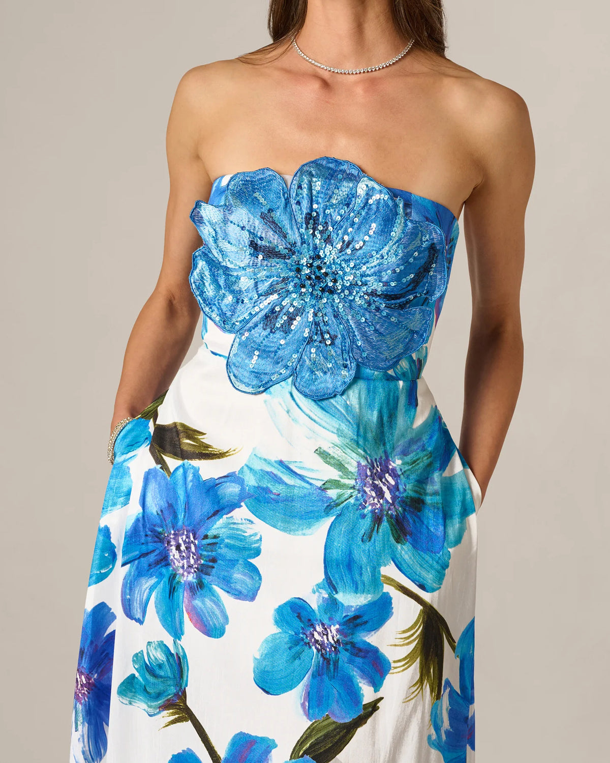 strapless a-line maxi mother of the bride dress - image 4