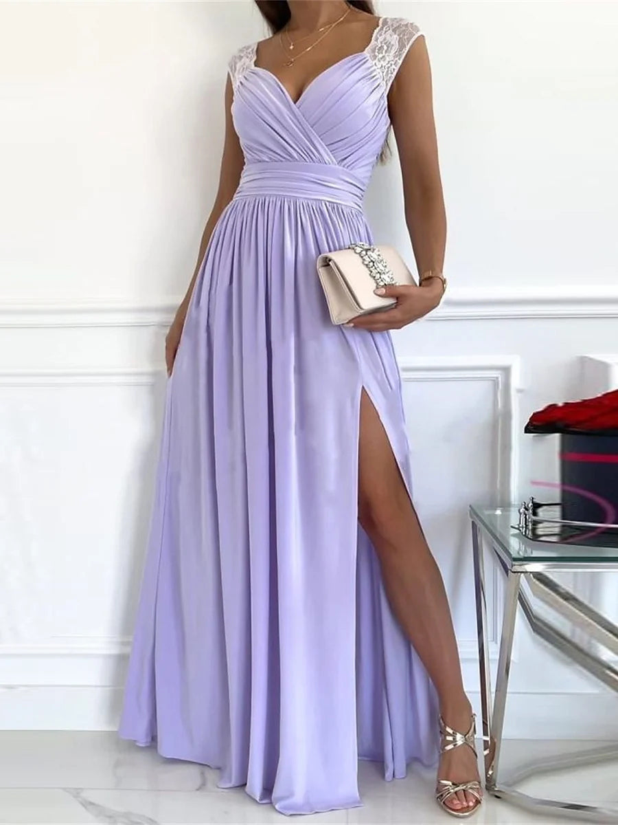 Pink floor-length prom dress, alternate view showing the overall dress design
