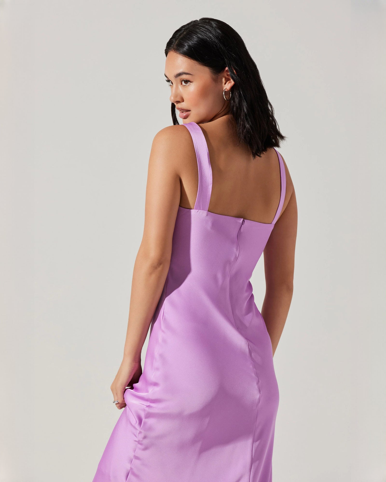 sleeveless satin a-line maxi bridesmaid dress - image 4