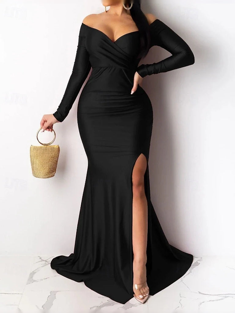 Black mini prom dress, alternate view showing the overall dress design