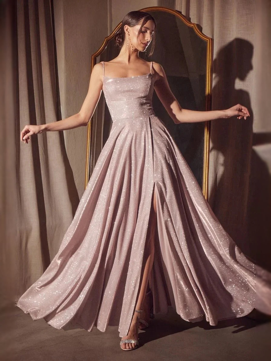 Dusty Rose floor-length prom dress, alternate view showing the overall dress design