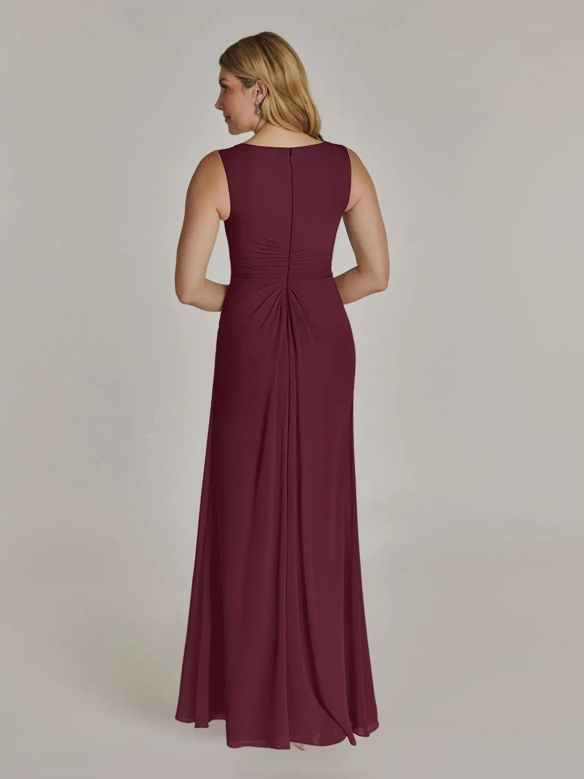 Cabernet maxi mother of the bride dress, alternate view showing the overall dress design