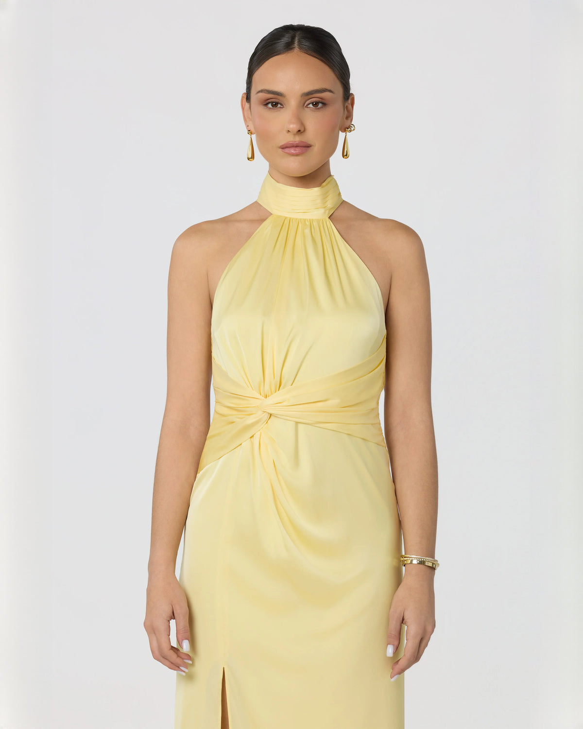 halter neck satin a-line maxi bridesmaid dress - image 4