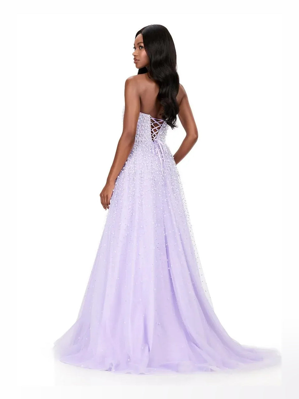 Black floor-length prom dress, alternate view showing the overall dress design