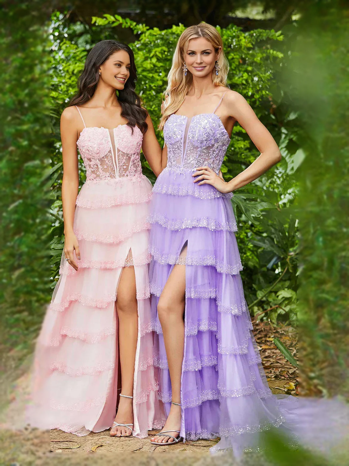 Blush Pink maxi prom dress, alternate view showing the overall dress design