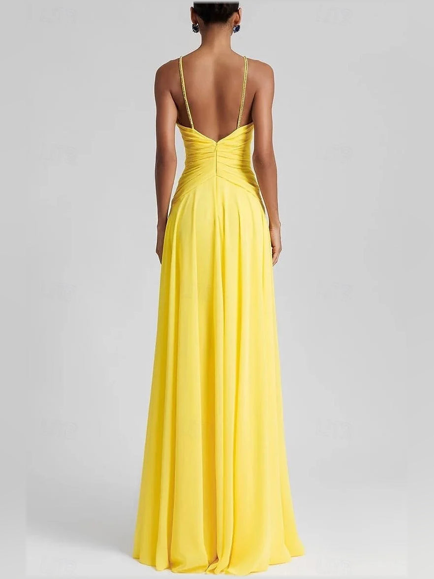 Canary maxi prom dress, alternate view showing the overall dress design