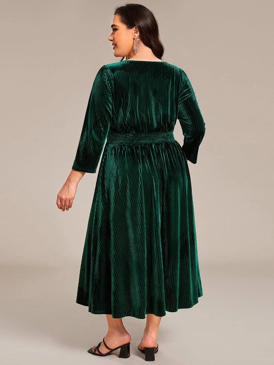 Burgundy midi mother of the bride dress, alternate view showing the overall dress design