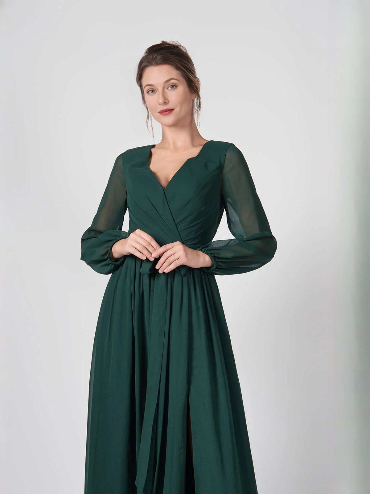 Dark Green floor-length bridesmaid dress, alternate view showing the overall dress design